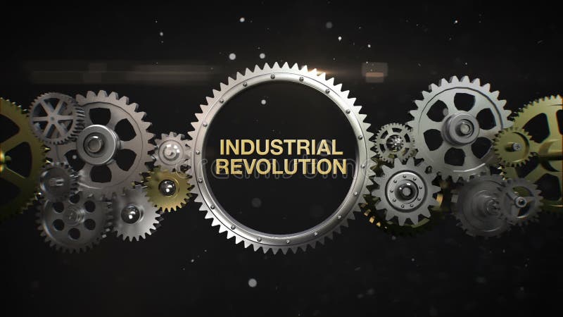 Connecting Gear wheels and make keyword, 'Industrial Revolution' (included alpha) royalty free illustration