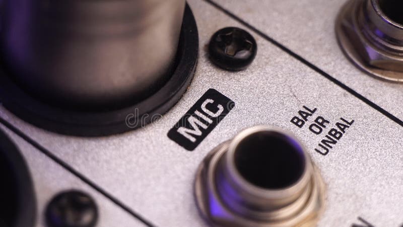 Connecting Microphone Audio Cable With Mixer Console, Macro Close Up stock video