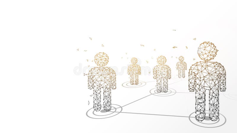 Connecting people form lines, triangles and particle style design stock illustration