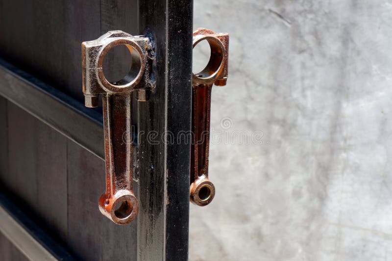 Two of the connecting rod made for handle steel door. stock image Two of the connecting rod made for handle steel door. stock image