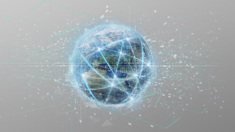 Connection around a world globe on a background 3d rend royalty free stock image