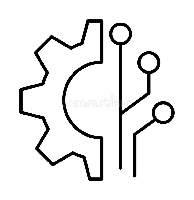 Connection, gear, internet vector icon on transparent background. Outline Connection, gear, internet vector icon stock illustration