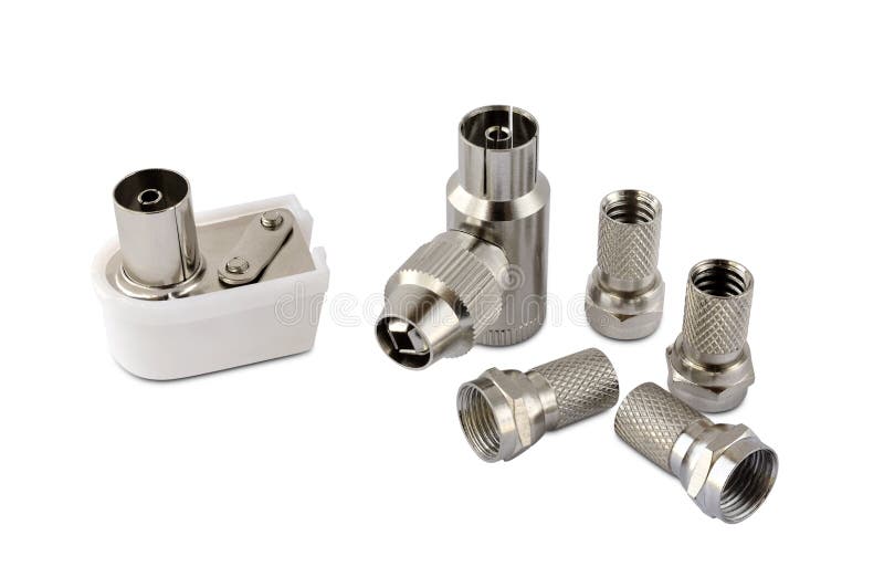 Adapters for a Television Antenna.on a White Background.Closeup Stock