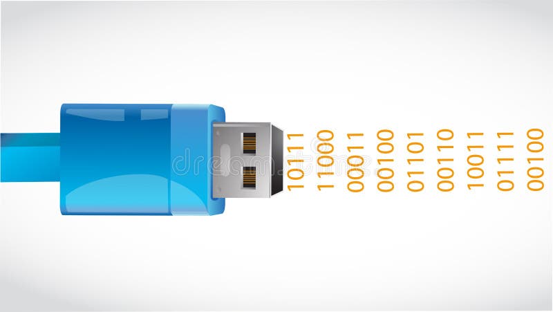 Connessione USB e dati binari Illustrazione illustrazione di stock
