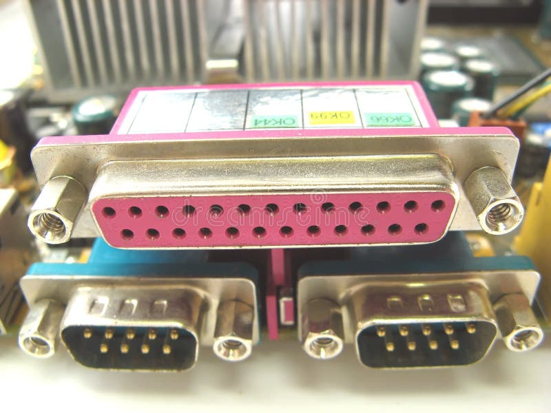 Connectors of a computer's motherboard. Connectors of a computer's motherboard