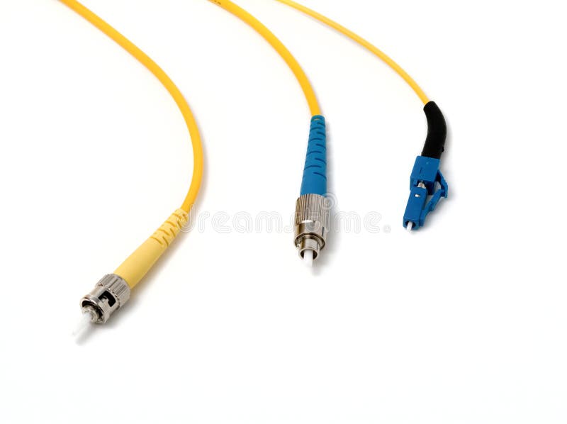 Fiber optic connectors on the white background. Fiber optic connectors on the white background