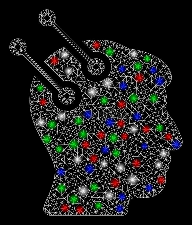 Connettori di interfaccia neurale 2D a Mesh con macchie luminose royalty illustrazione gratis