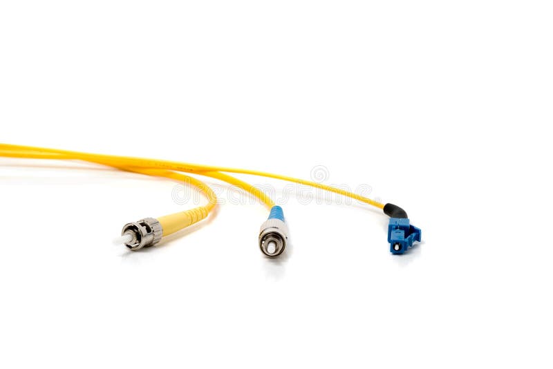 Fiber optic connectors on the white background. Fiber optic connectors on the white background