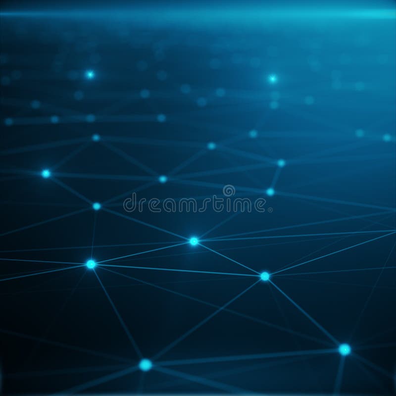 Connexion technologique dans l'ordinateur de nuage, réseau bleu de point, fond abstrait, concept de la représentation de réseau illustration libre de droits Connexion technologique dans l'ordinateur de nuage, réseau bleu de point, fond abstrait, concept de la représentation de réseau illustration libre de droits