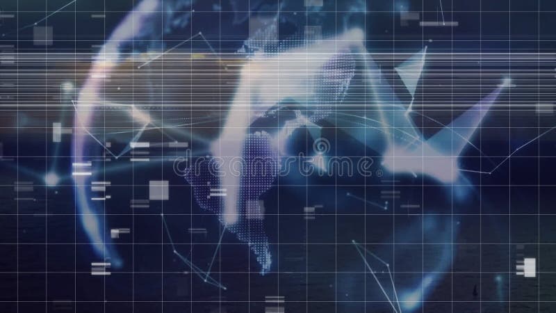 Connexions lumineuses et points de données création carte du monde numérique avec animation illustration libre de droits