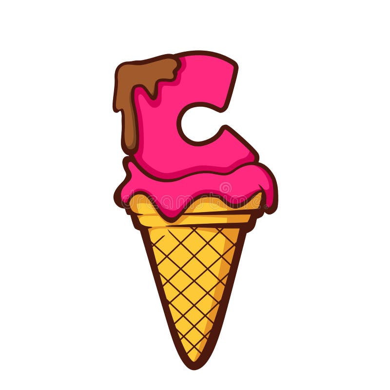 Cono gelato con la lettera C illustrazione vettoriale Cono gelato con la lettera C illustrazione vettoriale