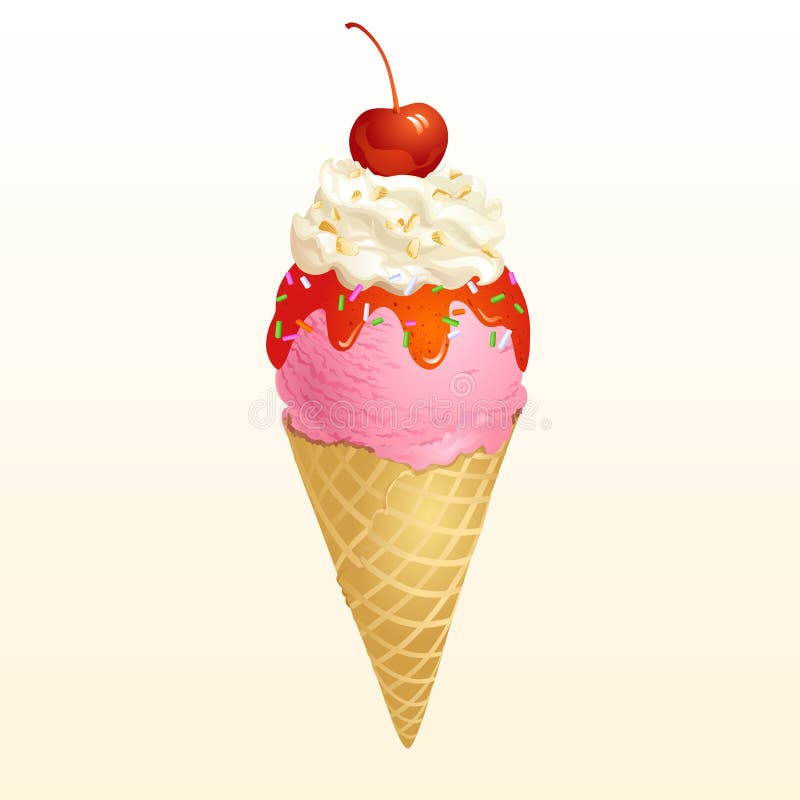 Cono gelato della fragola royalty illustrazione gratis