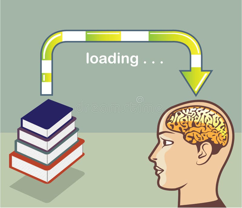 Conocimiento del cargamento de los libros en el vector de la mente libre illustration Conocimiento del cargamento de los libros en el vector de la mente libre illustration