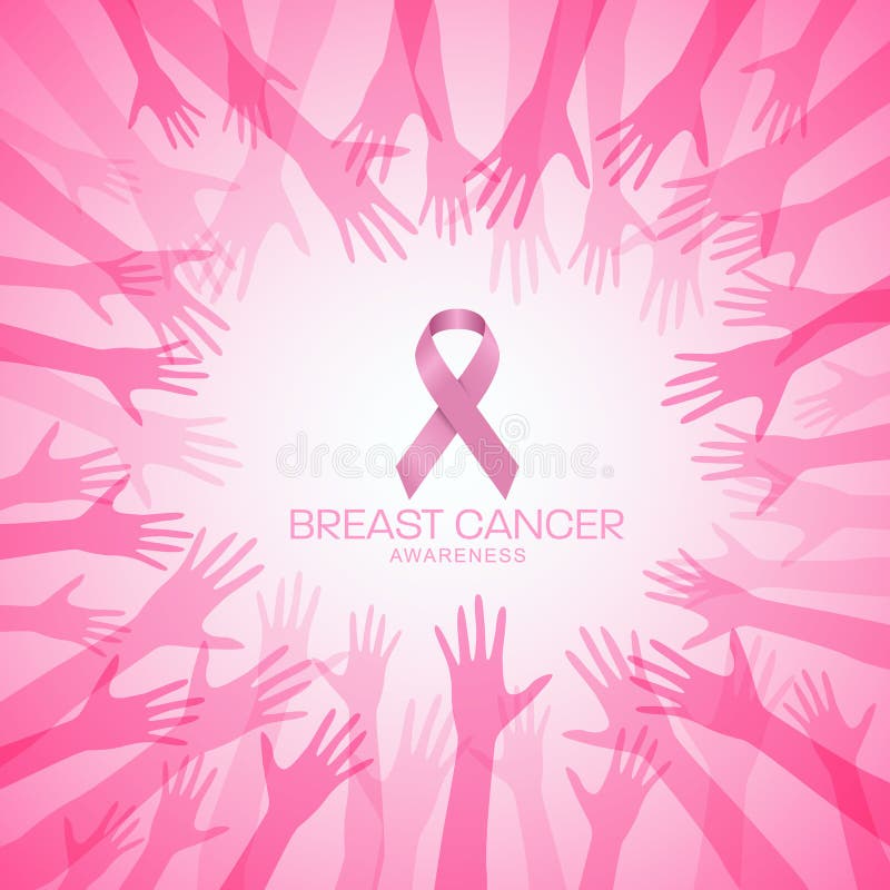 CONSCIENCE de cancer du sein avec le ruban rose dans la conception d'illustration de vecteur de mains de cercle illustration stock CONSCIENCE de cancer du sein avec le ruban rose dans la conception d'illustration de vecteur de mains de cercle illustration stock