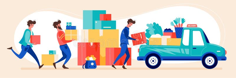 Consegna della composizione orizzontale illustrazione di stock
