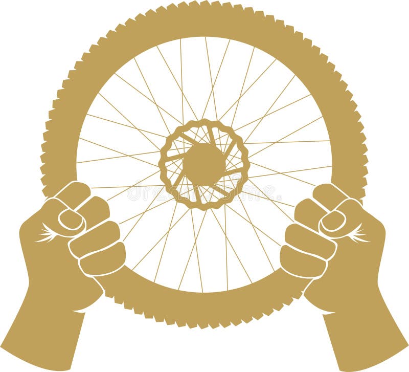Vector illustration of a bike wheel used as car steering wheel. Vector illustration of a bike wheel used as car steering wheel