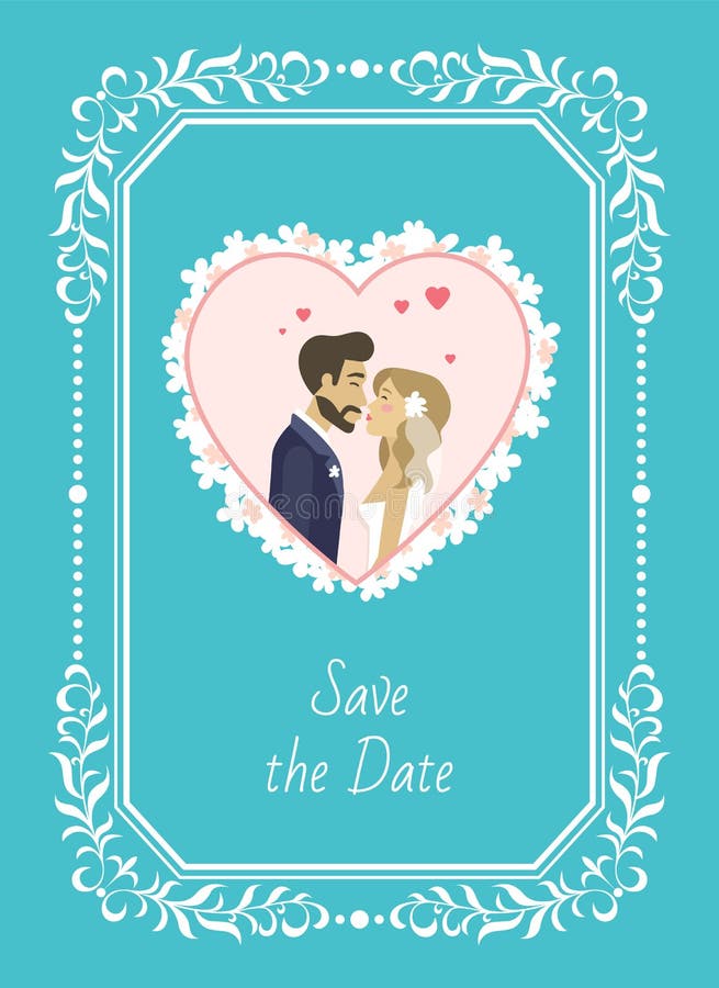 Conservi la sposa della data e lo sposo Wedding Invitation illustrazione vettoriale Conservi la sposa della data e lo sposo Wedding Invitation illustrazione vettoriale