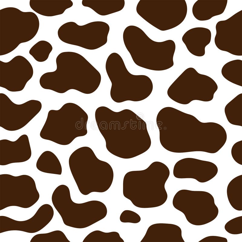 Consistenza di vacca piatta. modello uniforme con macchie marroni astratte su fondo bianco. illustrazione vettoriale.