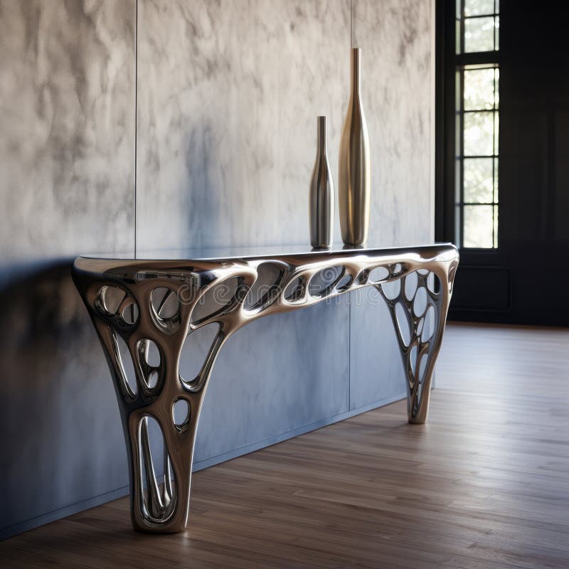 Avicii-inspired Liquid Metal Console Table With Zaha Hadid Style vector illustration