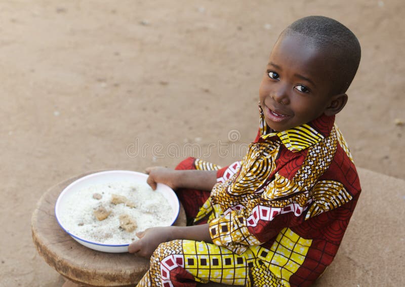 Consommation en Afrique - petit symbole noir de faim de garçon