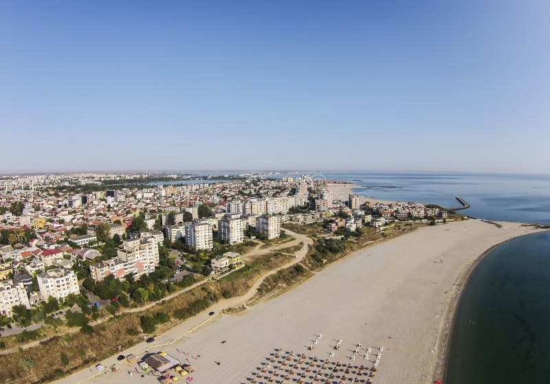 Constanta, playa de Tomis, Rumania, visión aérea fotografía de archivo libre de regalías Constanta, playa de Tomis, Rumania, visión aérea fotografía de archivo libre de regalías