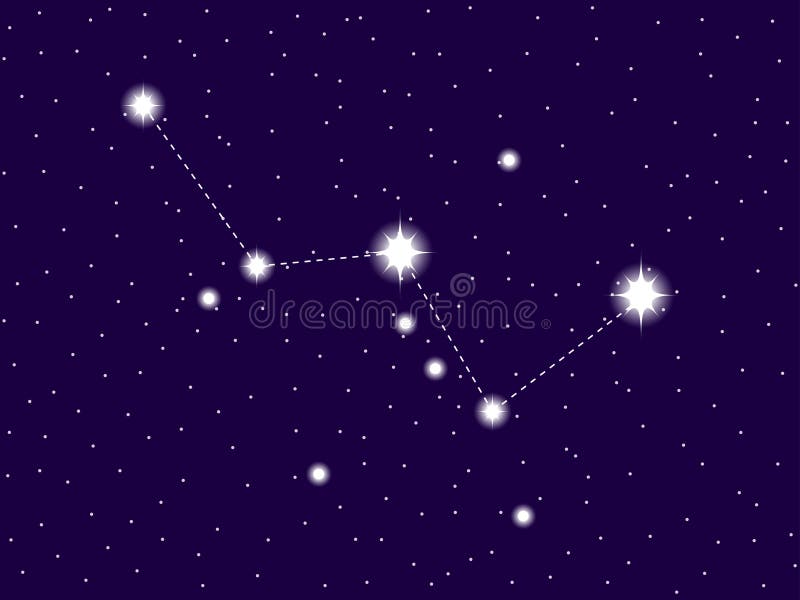 Constela??o do Cassiopeia Brilhante protagoniza no c?u noturno Vetor ilustração stock Constela??o do Cassiopeia Brilhante protagoniza no c?u noturno Vetor ilustração stock