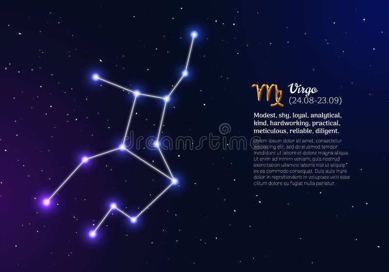 Constelacia N Zodiacal Virgo Con Estrellas Brillantes Ilustracion Del Vector Ilustracion De Trabajador Fecha