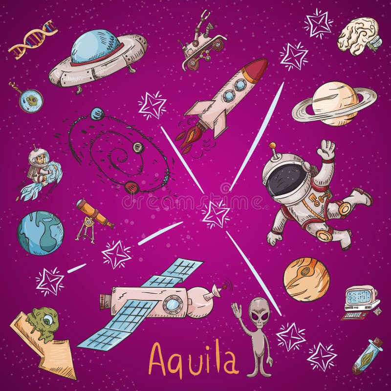 Constelación del espacio con los ejemplos de color de name_3_and en un tema científico y fantástico libre illustration Constelación del espacio con los ejemplos de color de name_3_and en un tema científico y fantástico libre illustration