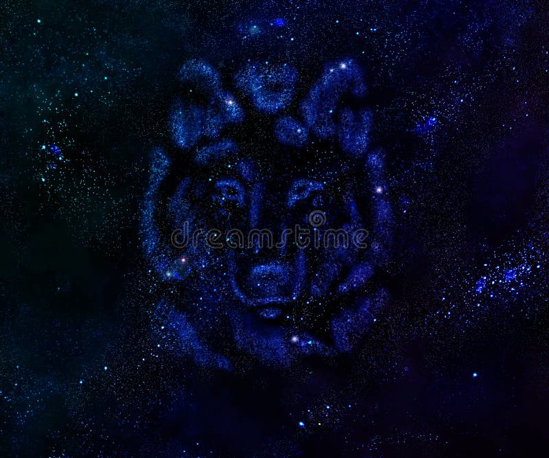 Constelación del espacio de un lobo ilustración del vector Constelación del espacio de un lobo ilustración del vector