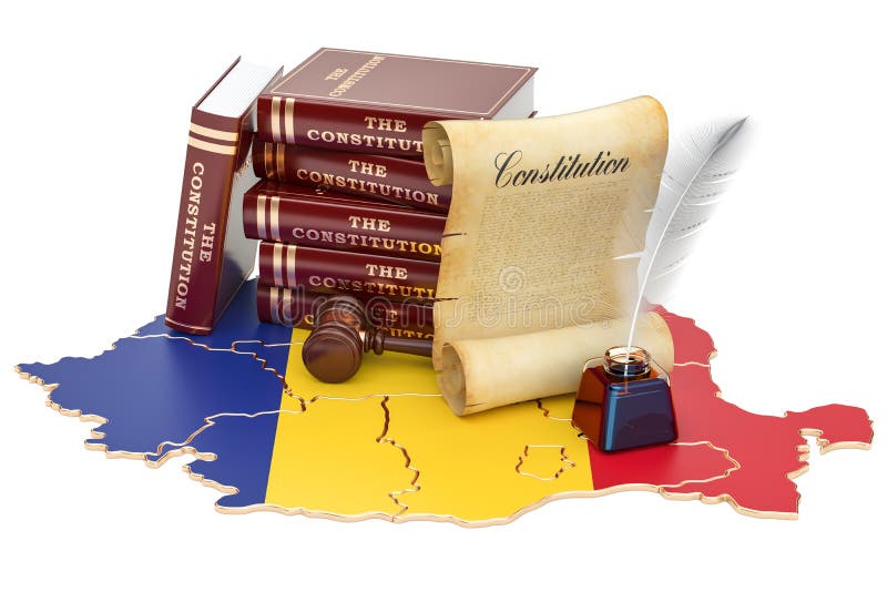 Constitución del concepto de Rumania, representación 3D stock de ilustración Constitución del concepto de Rumania, representación 3D stock de ilustración