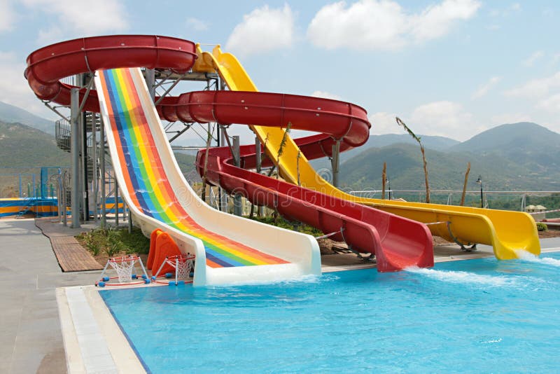 Construcción de un parque acuático imagen de archivo
