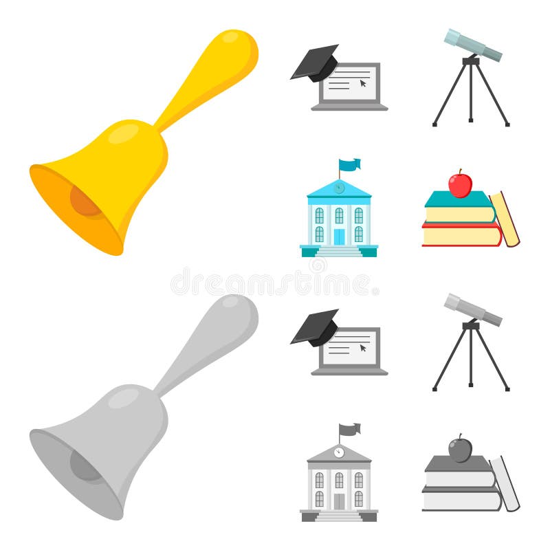 Construcción de la campana de escuela, del ordenador, del telescopio y de escuelas Iconos determinados de la colección de la escu libre illustration