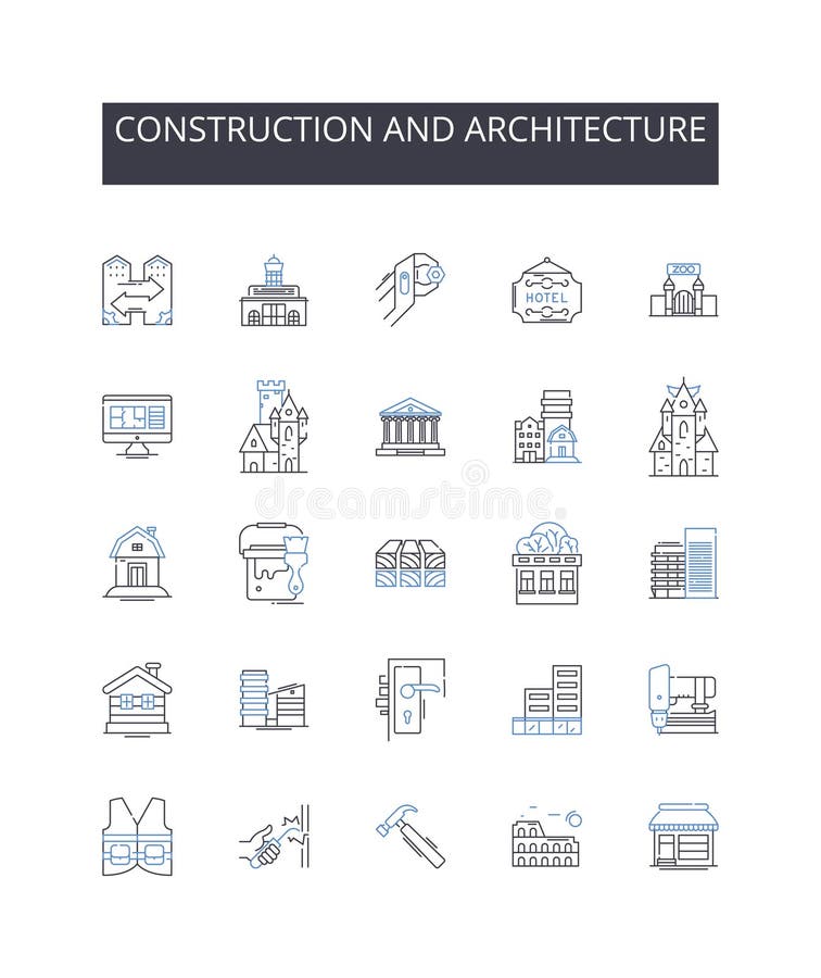 Construction and Architecture Line Icons Collection. Building, Design ...