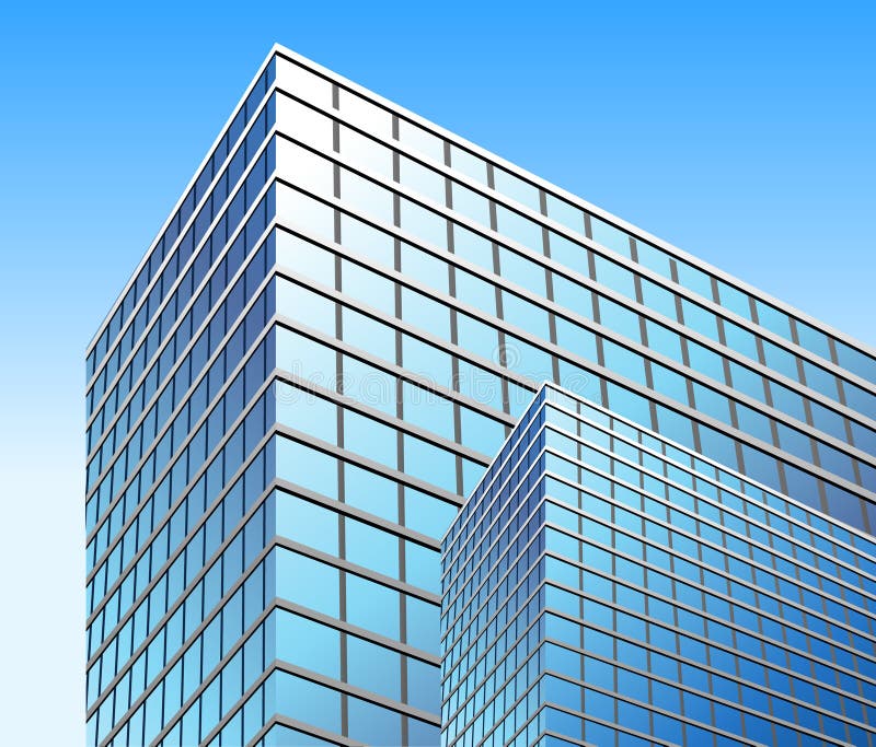 Construction bleue lumineuse d'affaires de ville illustration libre de droits