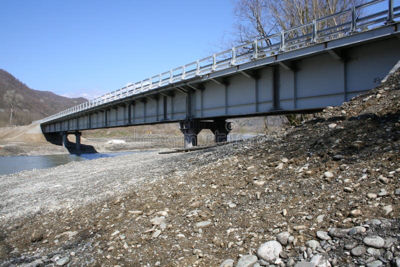 Construction of a bridge in the mountains