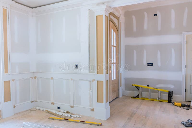 Construction Building Industry New Home Construction Interior Drywall  Finish Details Stock Photo - Image of remodeling, door: 220795952