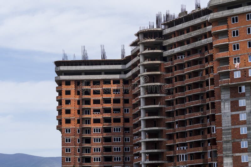 Construction of a Building with Many Living Quarters. Stock Image