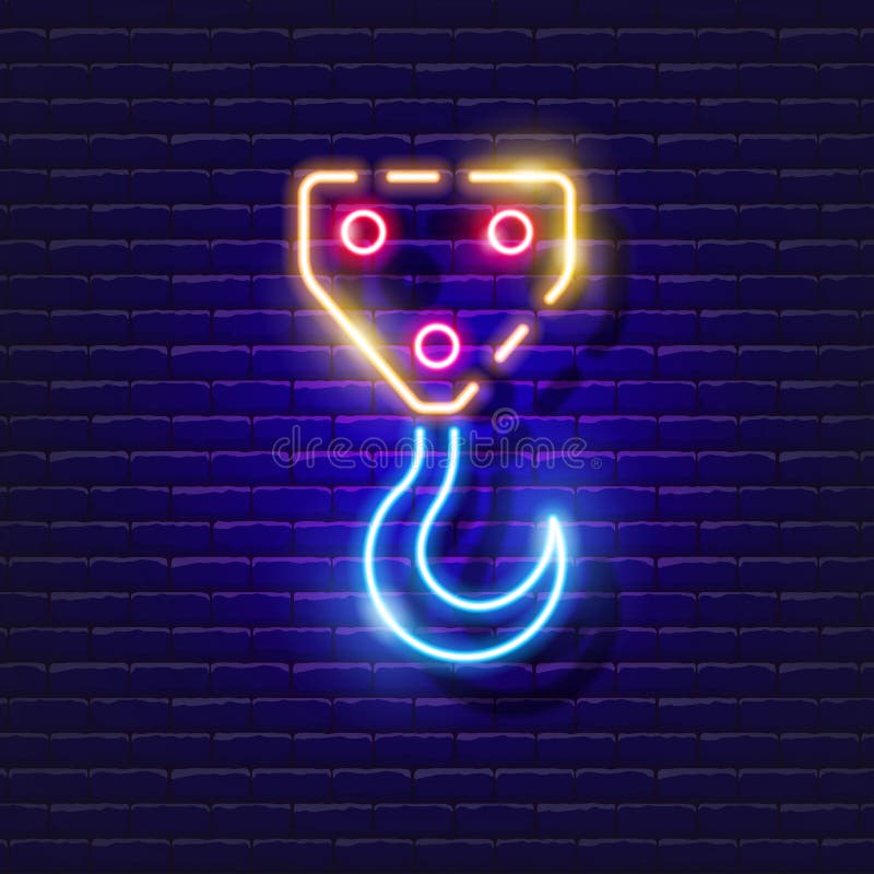 Construction Crane Hook Neon Icon. Vector Illustration for Design