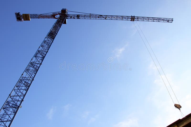 Construction Crane Lifts the Load Stock Photo Image of crane, cable