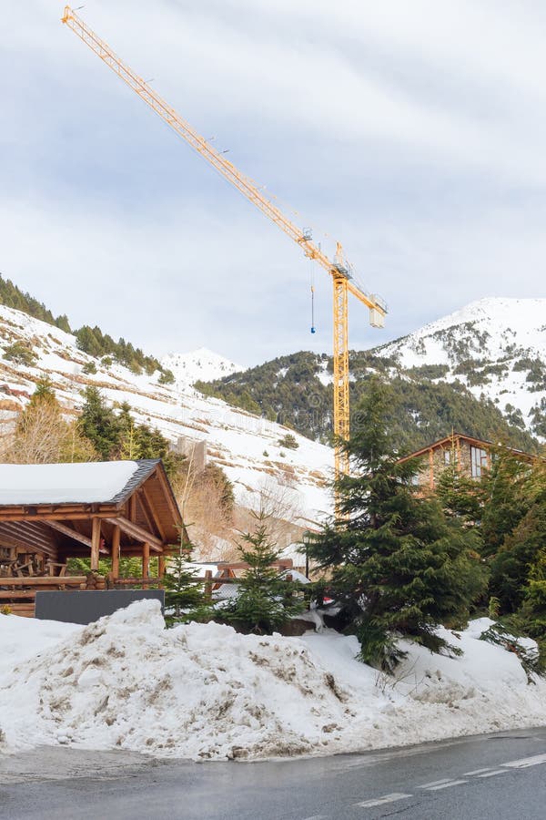 The Construction Crane in Mountains Stock Image Image of industry