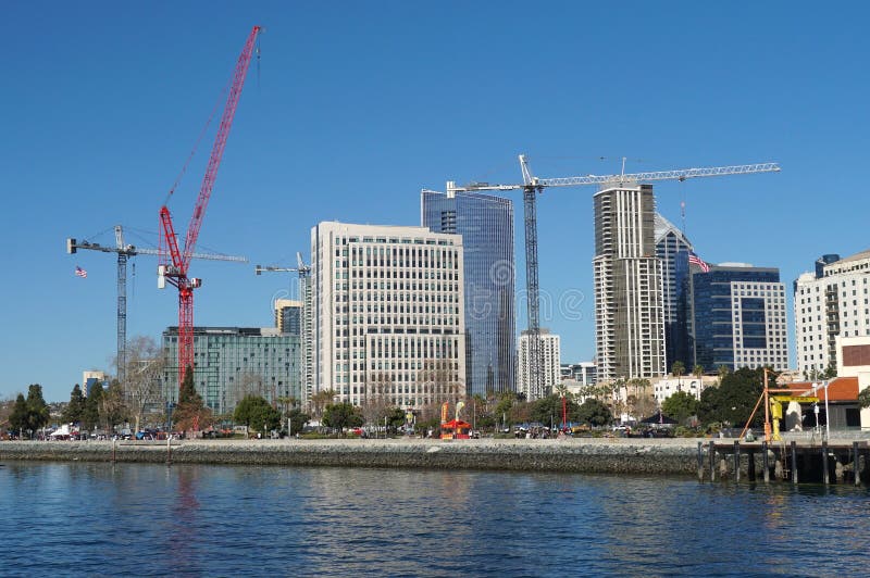 Construction Cranes Downtown San Diego Stock Photo Image of city