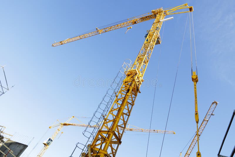 Construction -cranes inside building-site