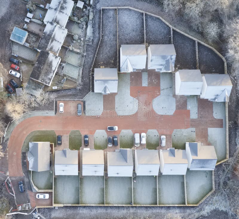 Construction de logements vue aérienne sur le site rural Scotland UK photographie stock Construction de logements vue aérienne sur le site rural Scotland UK photographie stock