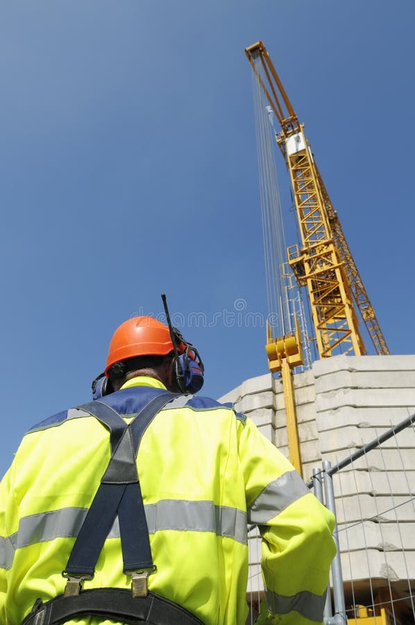 Construction engineer and crane