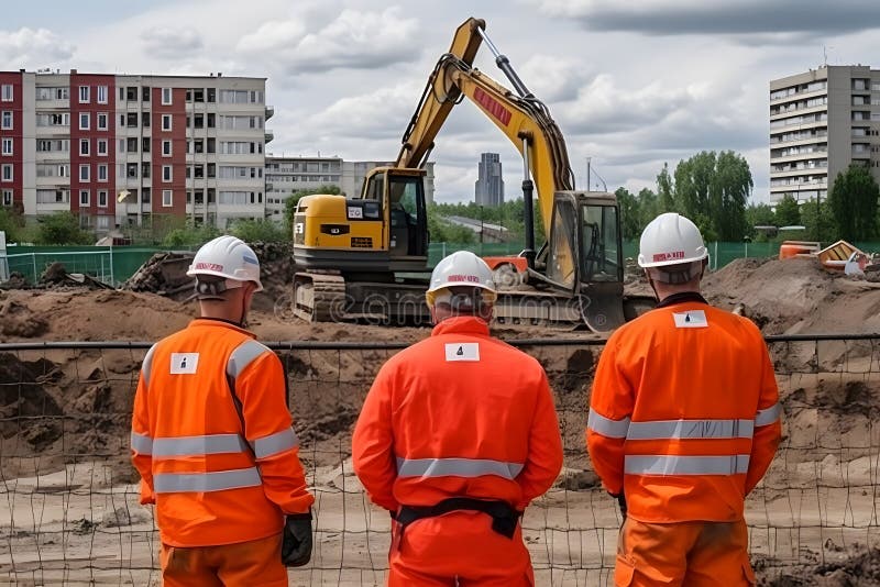 Construction Engineer Supervising Work at Building Site. Neural Network