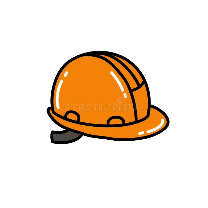 Construction Helmet Doodle Icon, Vector Illustration Stock Illustration
