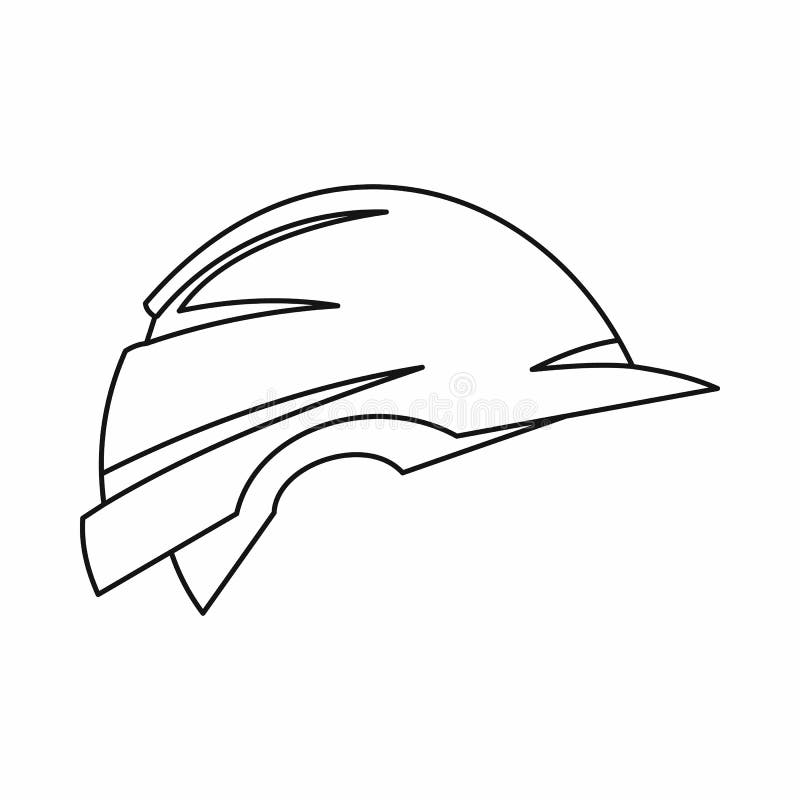 Construction Helmet Thin Line Icon. Builder Helmet Vector Illustration