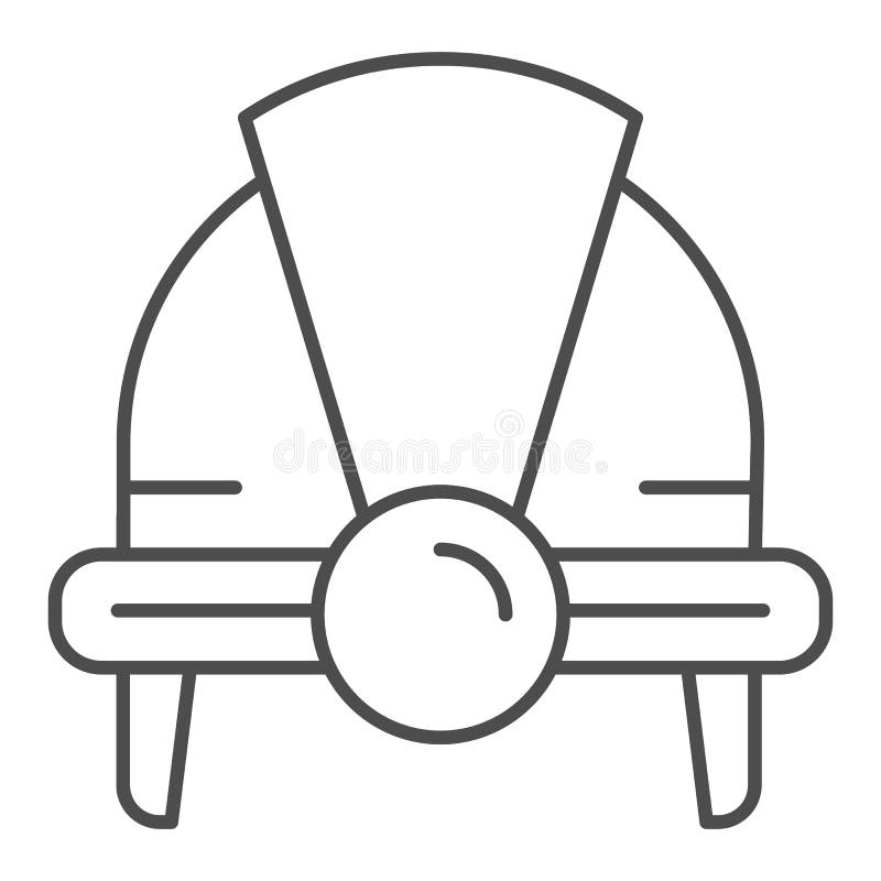 Construction Helmet Thin Line Icon. Builder Helmet Vector Illustration