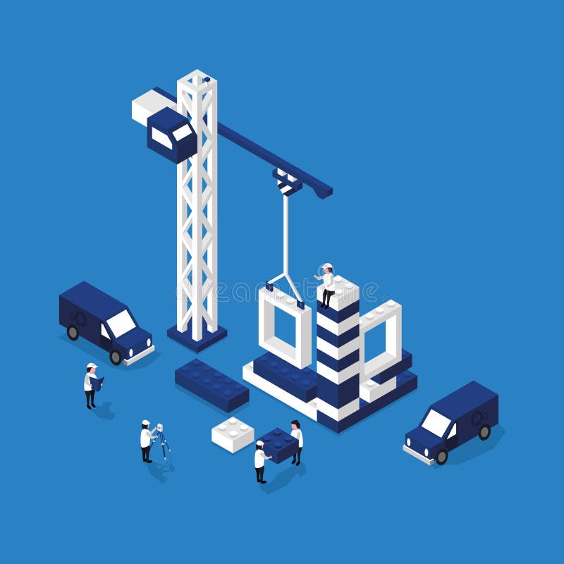 Construction of a house flat 3D illustration royalty free illustration Construction of a house flat 3D illustration royalty free illustration