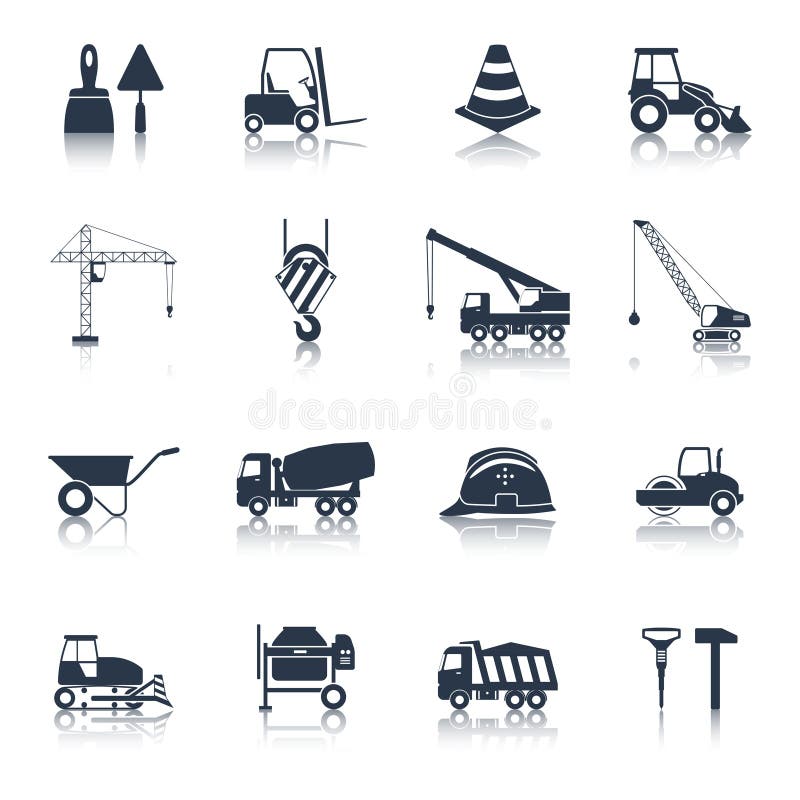 Construction Icons Black vector illustration